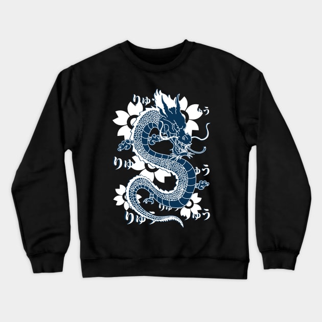 Dragon Sakura Crewneck Sweatshirt by Thrylos Store